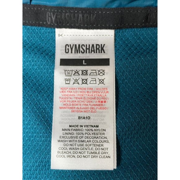 GYMSHARK Men's Speed Windbreaker Full Zip Workout Jacket Lightweight Teal L - Picture 12 of 12